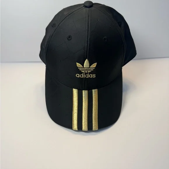 Adidas Originals Black Gold Trefoil 3-Stripes Cap H09043 Quilted bold sporty - Picture 3 of 8